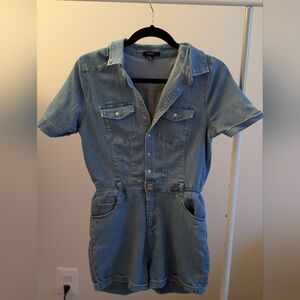 Denim Short Sleeve Jumpsuit